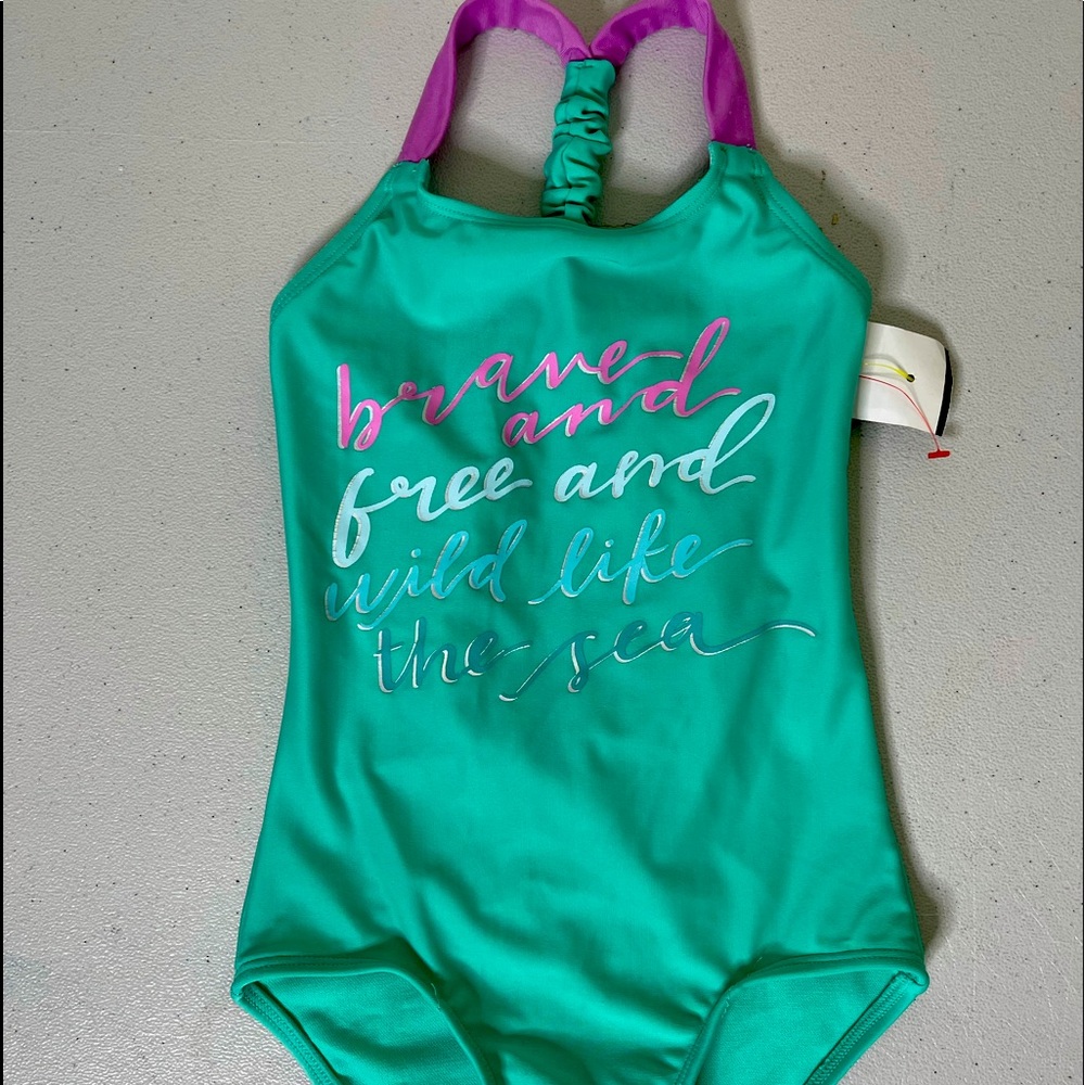 Little Girls Brave and Free Crisscrossed OnePiece
